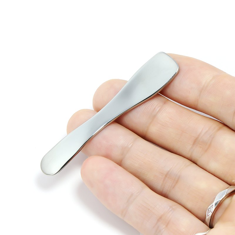 High-quality Stainless Steel Cosmetic Spatula Mini Silver Flat Metal Skincare Makeup Cream Scoop Spoon