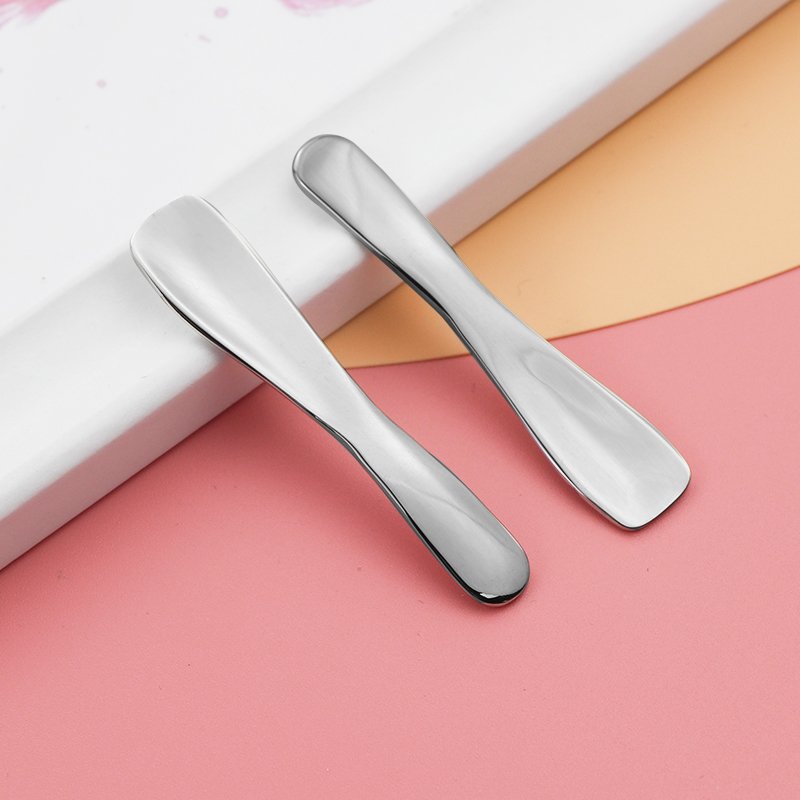 High-quality Stainless Steel Cosmetic Spatula Mini Silver Flat Metal Skincare Makeup Cream Scoop Spoon