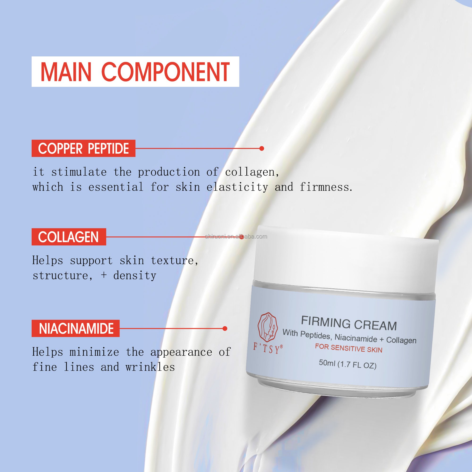 Hot Selling Copper Peptides Face Cream Men Women Niacinamide All Skin Cream Smoothing Cruelty Free Face Cream