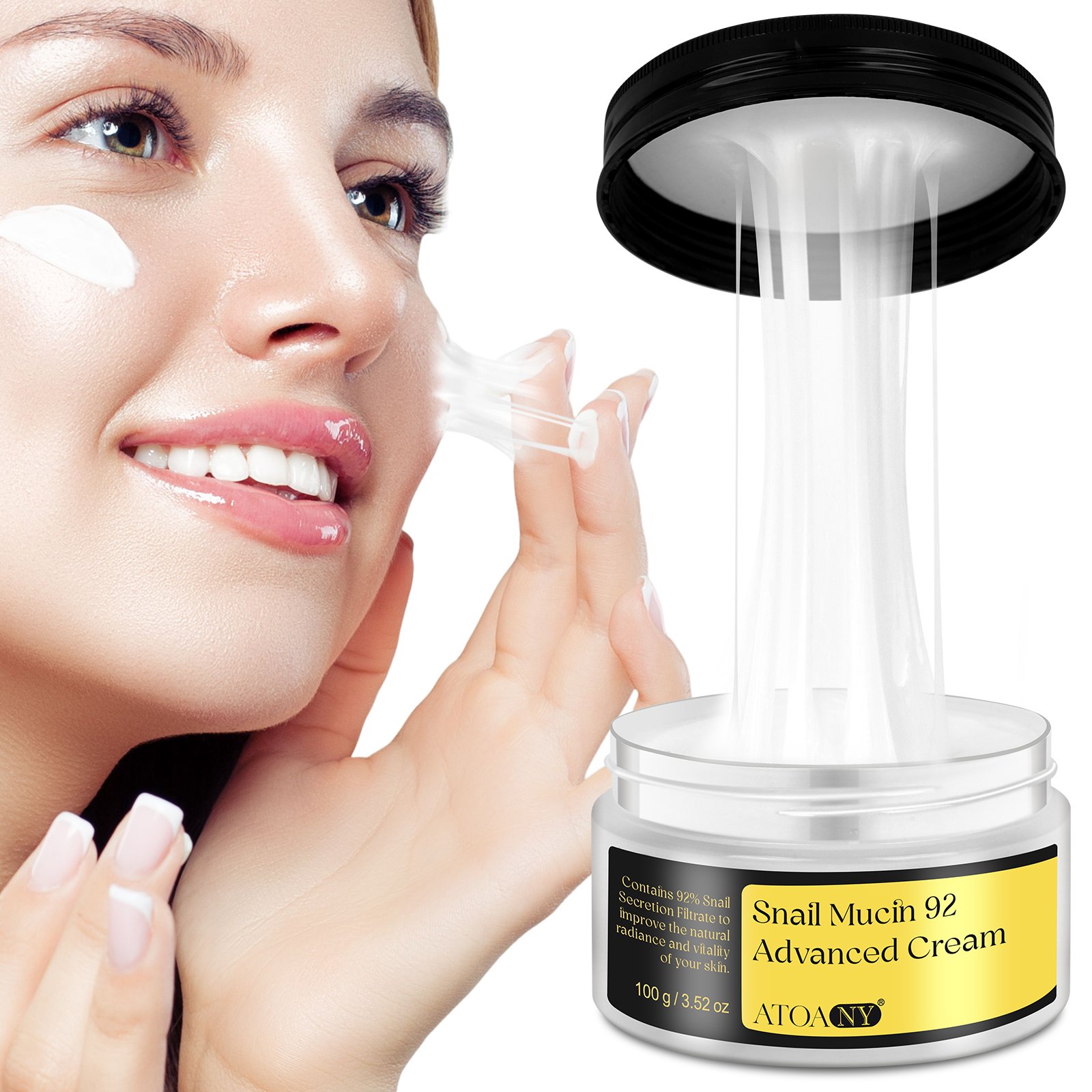 Korean 100g Snail Mucin 92% Advanced Cream Private Label Daily Face Gel Moisturizer Mucin Skin Bleaching Whitening Snail Cream