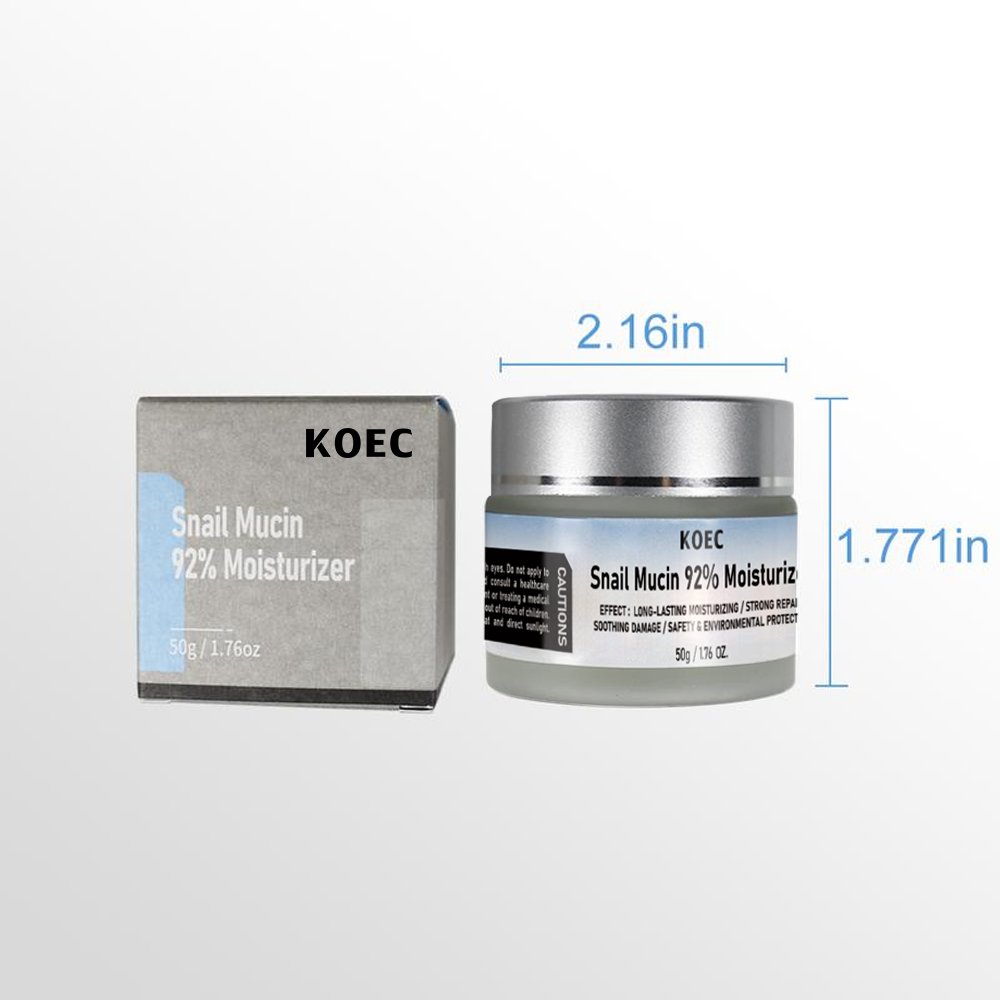KOEC Snail Mucin 92% Moisturizer Daily Face Gel Cream for Dry & Sensitive Skin, 50g / 1.76oz Cleanser Moisturizing Skincare