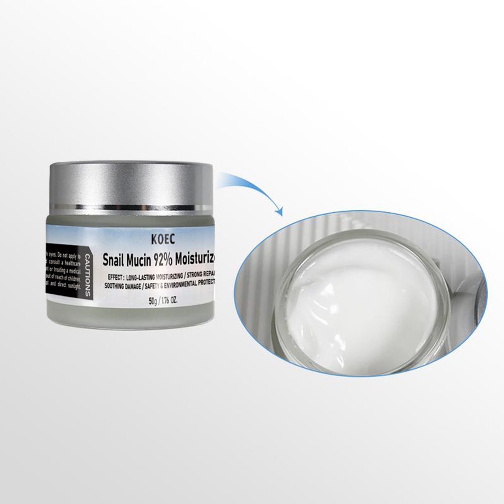 KOEC Snail Mucin 92% Moisturizer Daily Face Gel Cream for Dry & Sensitive Skin, 50g / 1.76oz Cleanser Moisturizing Skincare