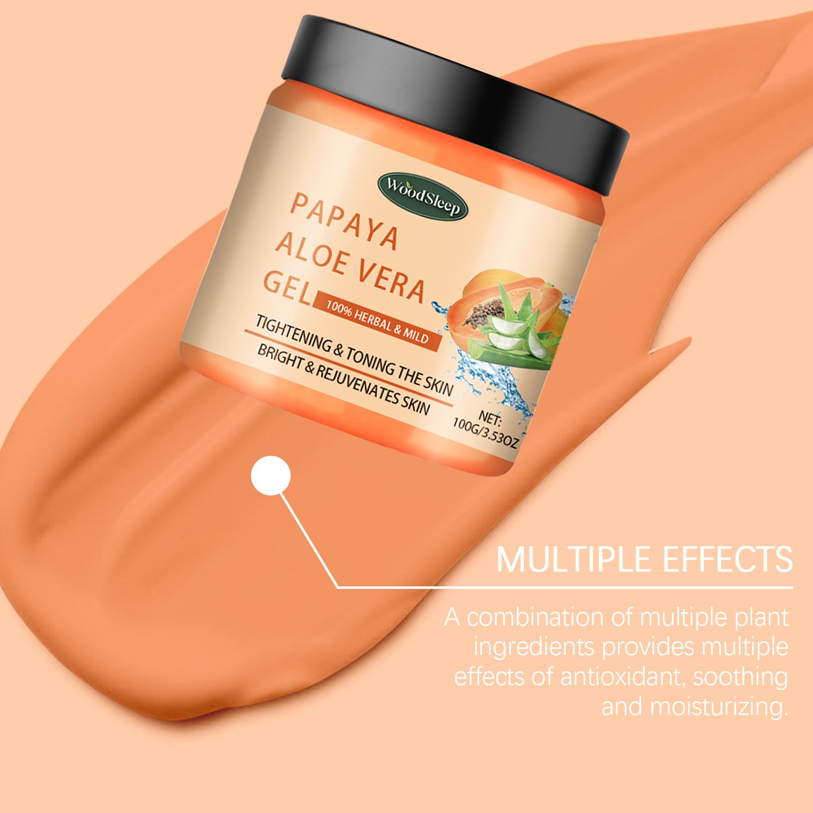 WoodSleep Skin Care Moisturizing Tightening Brightening Rejuvenating Natural Organic Aloe Vera Papaya Face Cream Gel