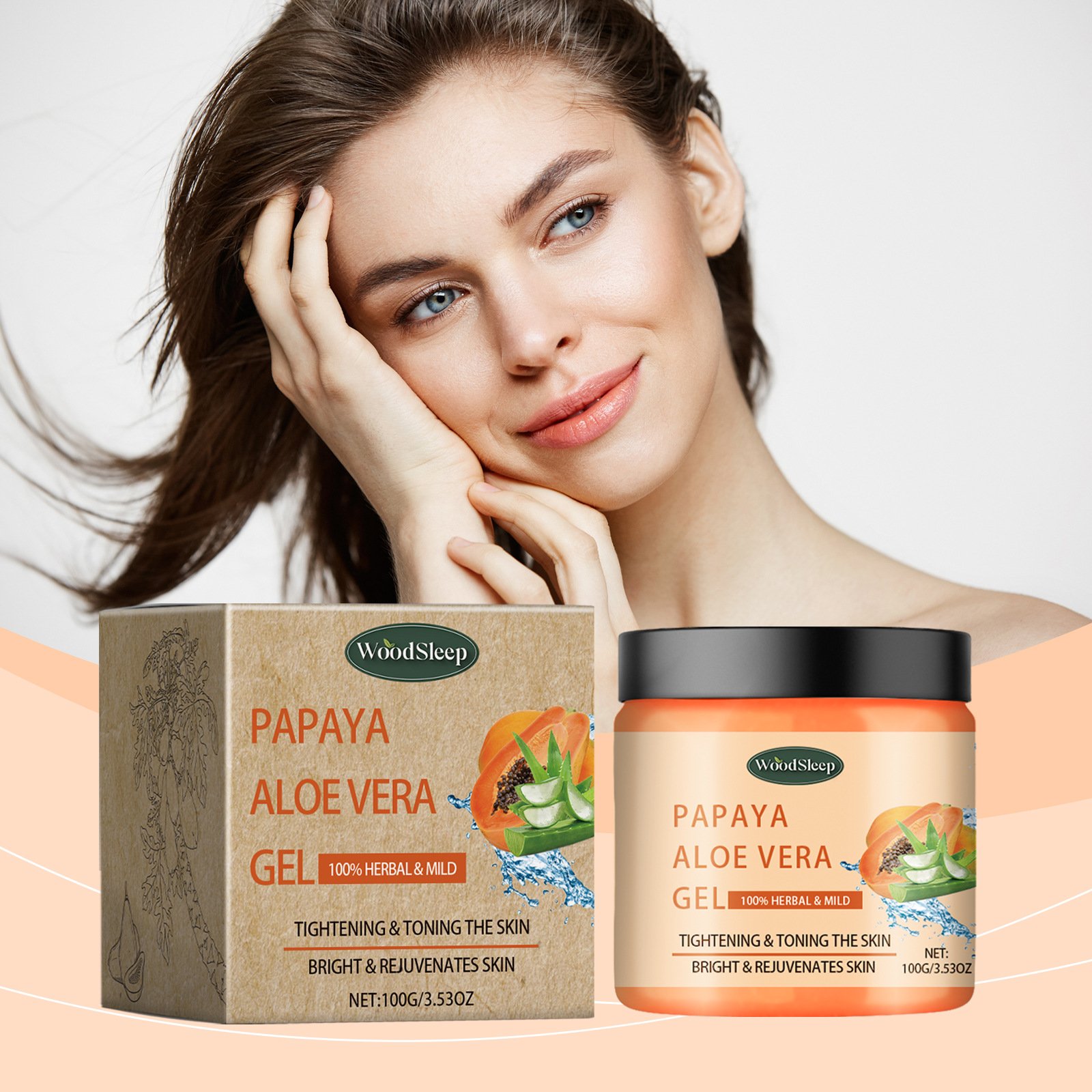 WoodSleep Skin Care Moisturizing Tightening Brightening Rejuvenating Natural Organic Aloe Vera Papaya Face Cream Gel