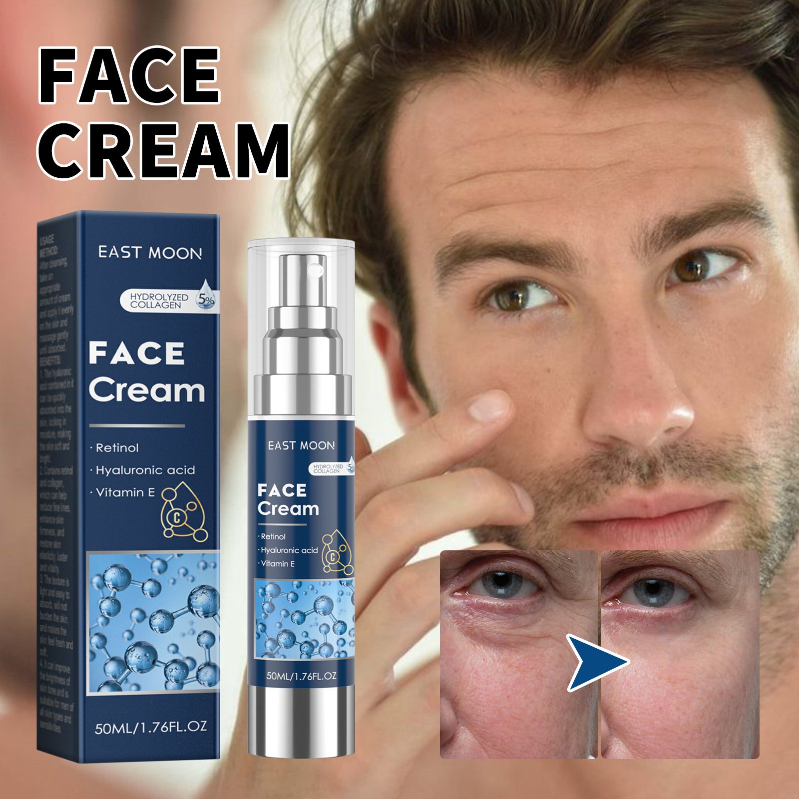 East Moon Retinol Facial Cream Firming Moisturizing Anti Wrinkle Anti-aging Collagen Face Cream For Man