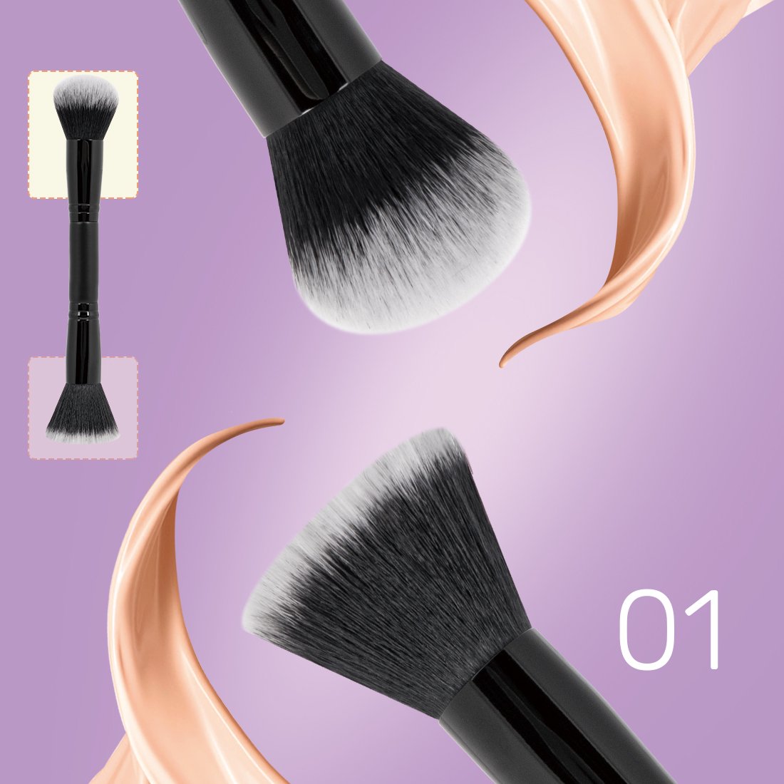 Foundation Makeup Brushes Premium Double-Ended Makeup Brush for Buffing Liquid Cream Powder Blending Face Brush