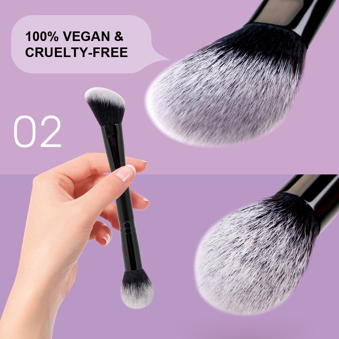 Foundation Makeup Brushes Premium Double-Ended Makeup Brush for Buffing Liquid Cream Powder Blending Face Brush