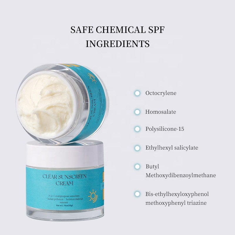 Hot OEM/ODM Broad Korean Spectrum SPF 50 Lightweight Zinc Moisturizing Clear Sunscreen Cream