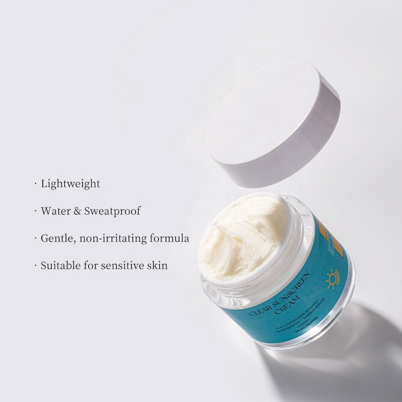 Hot OEM/ODM Broad Korean Spectrum SPF 50 Lightweight Zinc Moisturizing Clear Sunscreen Cream