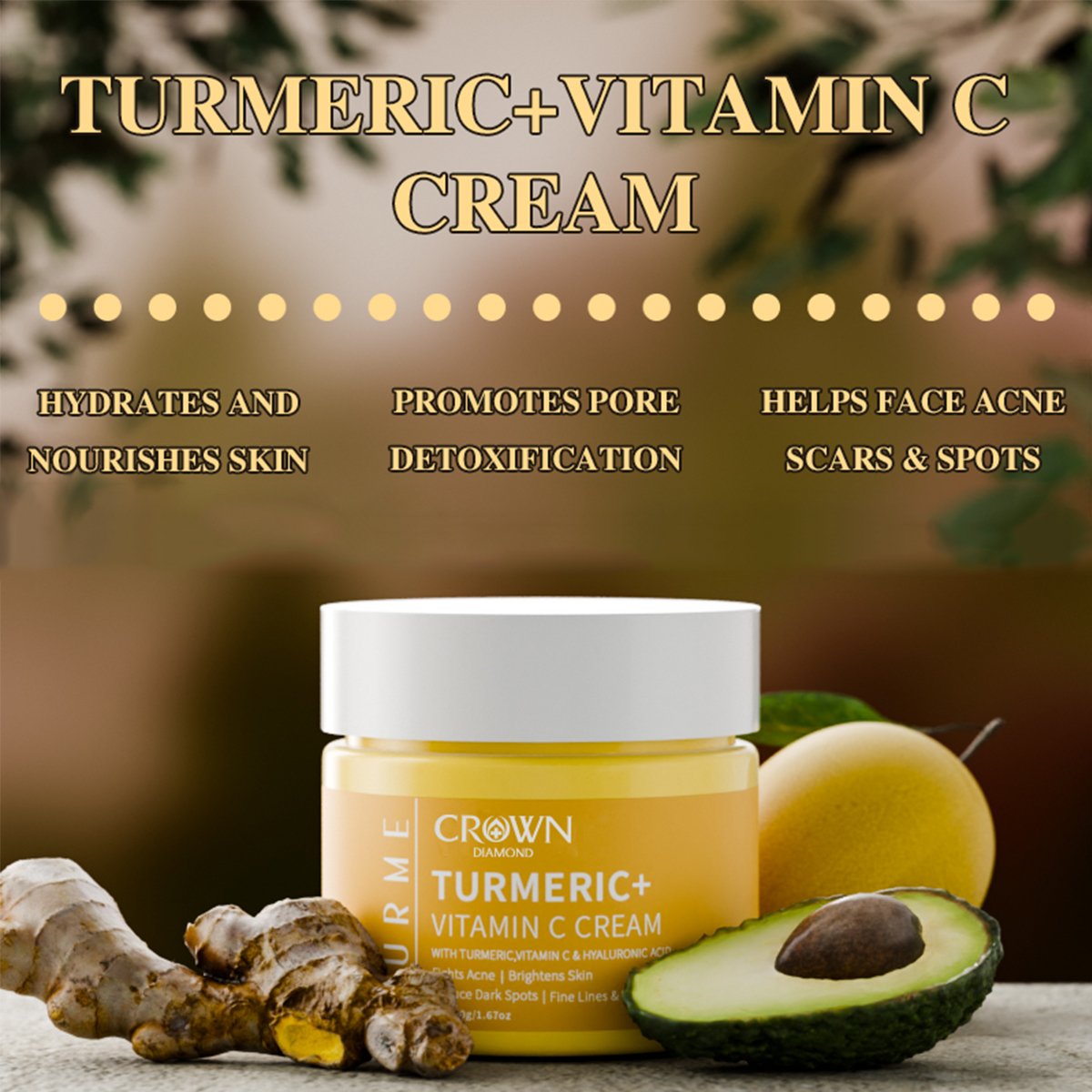 Private Label Skincare Mosturizer Anti Wrinkles Aging Vitamin C Whitening Dark Spot Remover Brightening Turmeric Face Cream