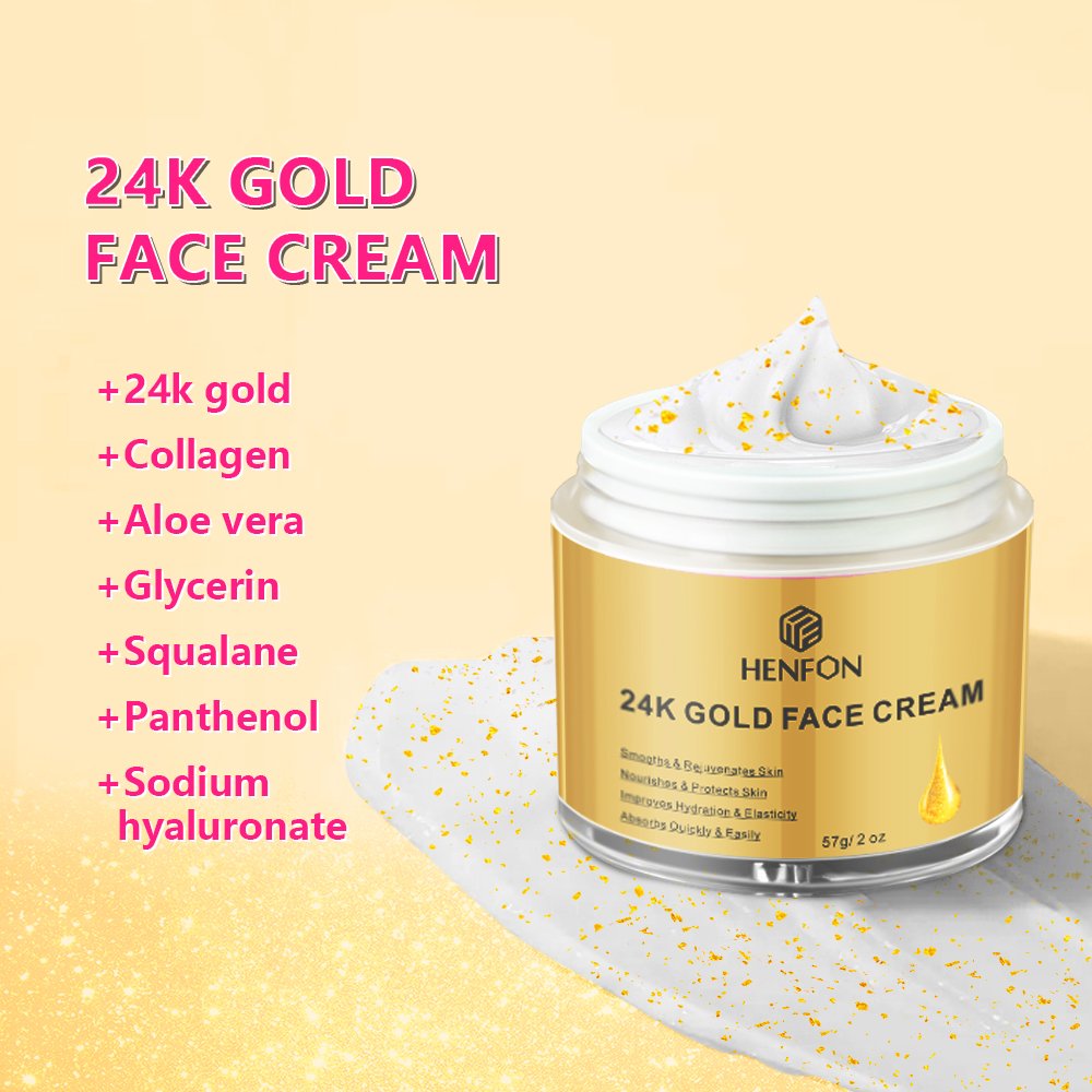 Private Label 24K Gold Face Cream Hyaluronate Face Cream Smooths Nourishes Skin,Improves Hydration & Elasticity