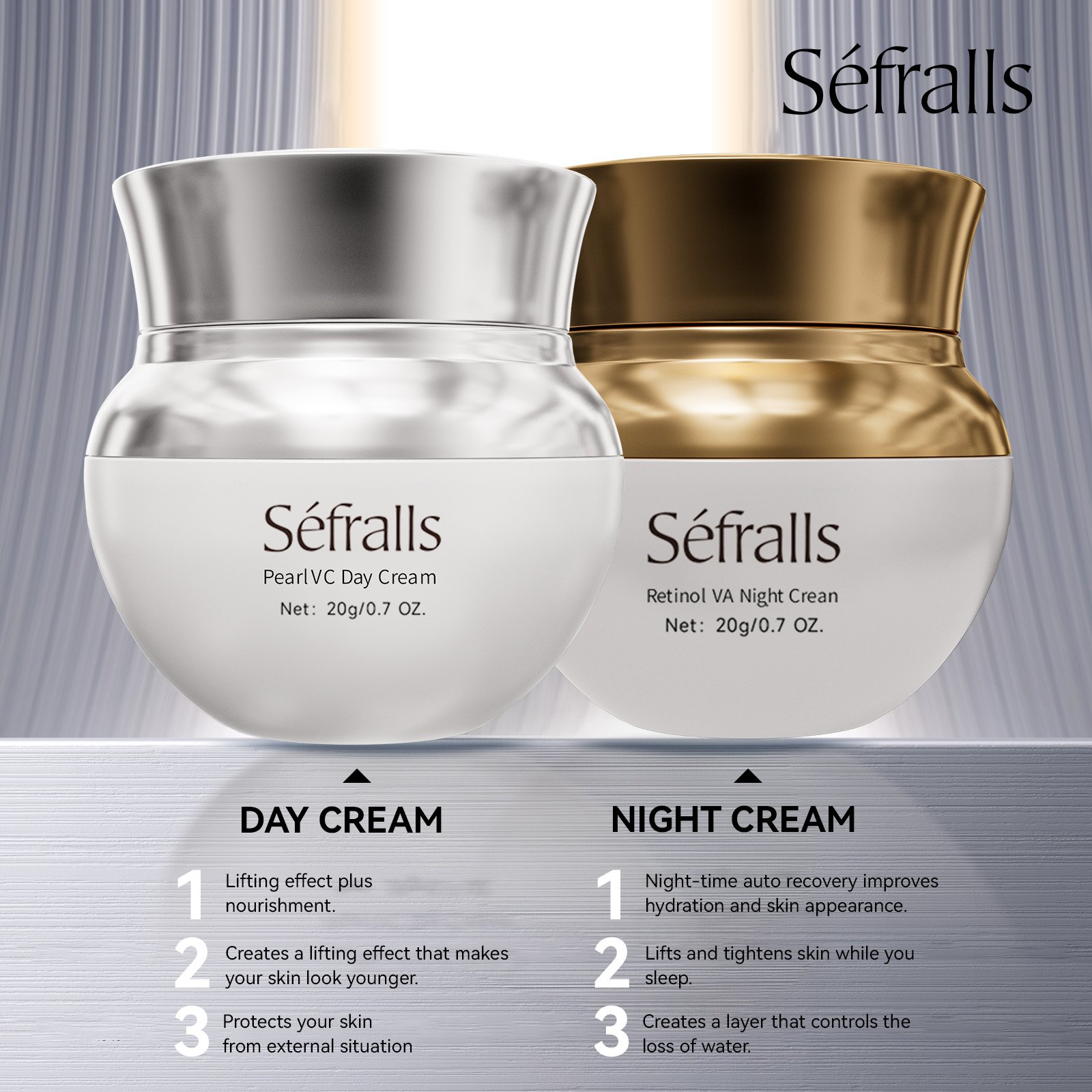 VC+VA Face Cream Set Wholesale Day Night Set Facial Firming Skin Care Brightening Retional Morning Evening Moisturizing