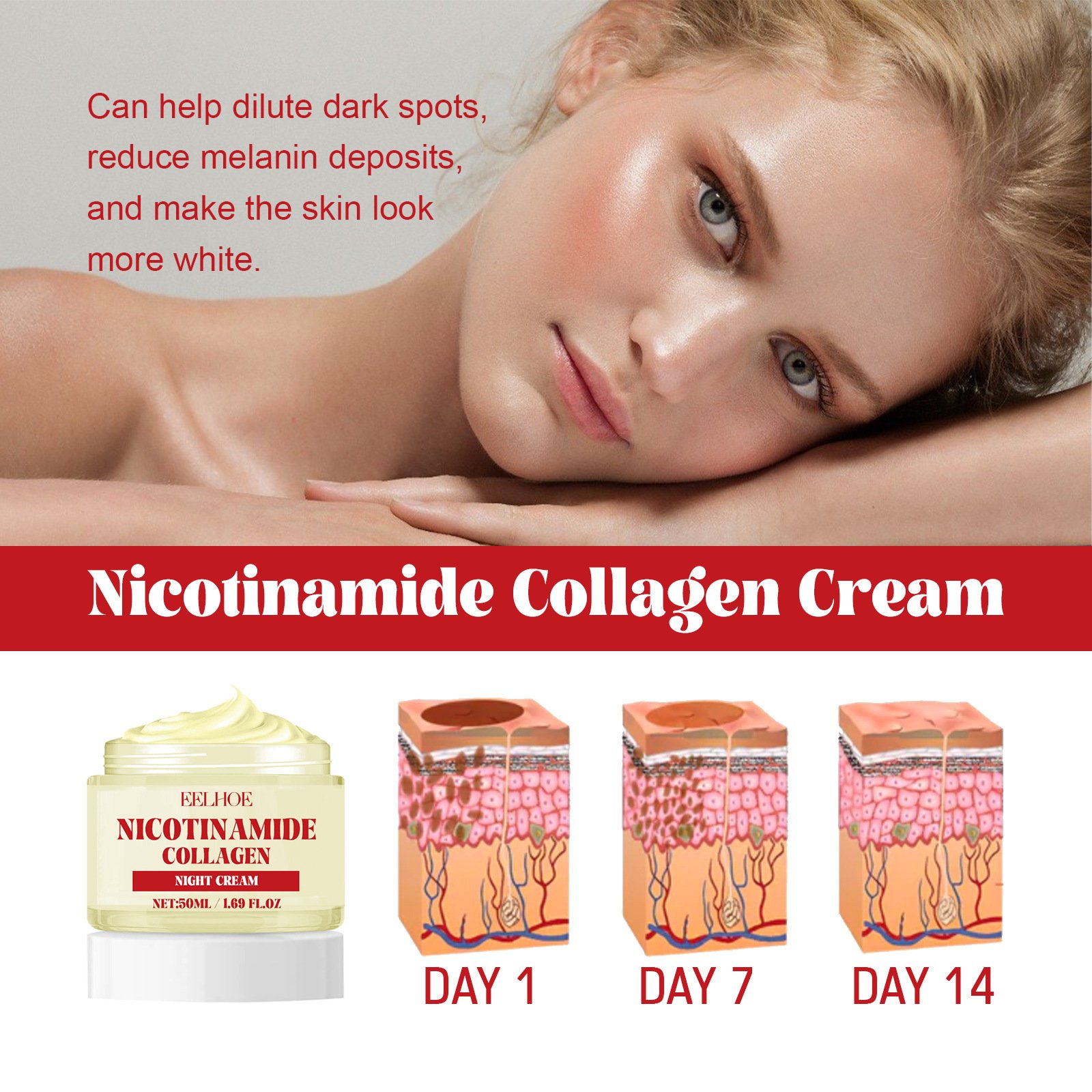 EELHOE Nicotinamide face cream Moisturizing and Moisturizing&Whitening Skin Repairing Melanin Day Cream Night Cream