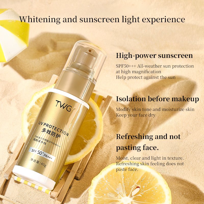 TWG SPF50+ PA+++ Sunblock Face Cream and Lotion Natural Waterproof Sweatproof Skin Protective Cream Whitening Sunscreen Cream