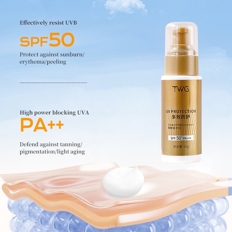 TWG SPF50+ PA+++ Sunblock Face Cream and Lotion Natural Waterproof Sweatproof Skin Protective Cream Whitening Sunscreen Cream