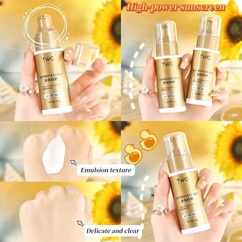 TWG SPF50+ PA+++ Sunblock Face Cream and Lotion Natural Waterproof Sweatproof Skin Protective Cream Whitening Sunscreen Cream