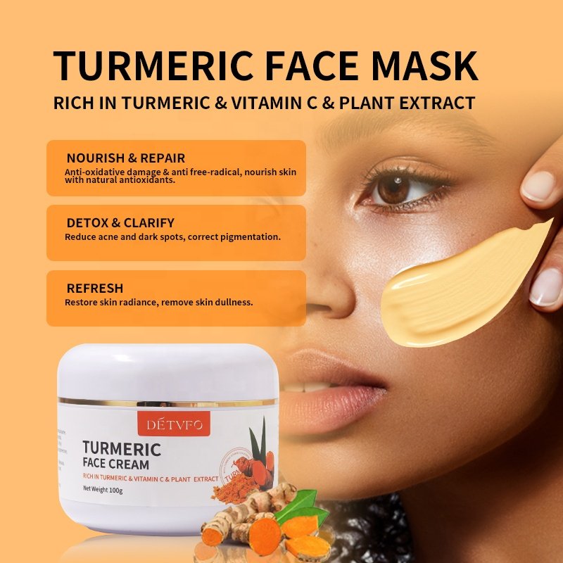 Turmeric Skincare Set Anti Acne Dark Spot Whitening Private Label Soap Serum Scrub Cream Facial Wash Face Skin Care Set