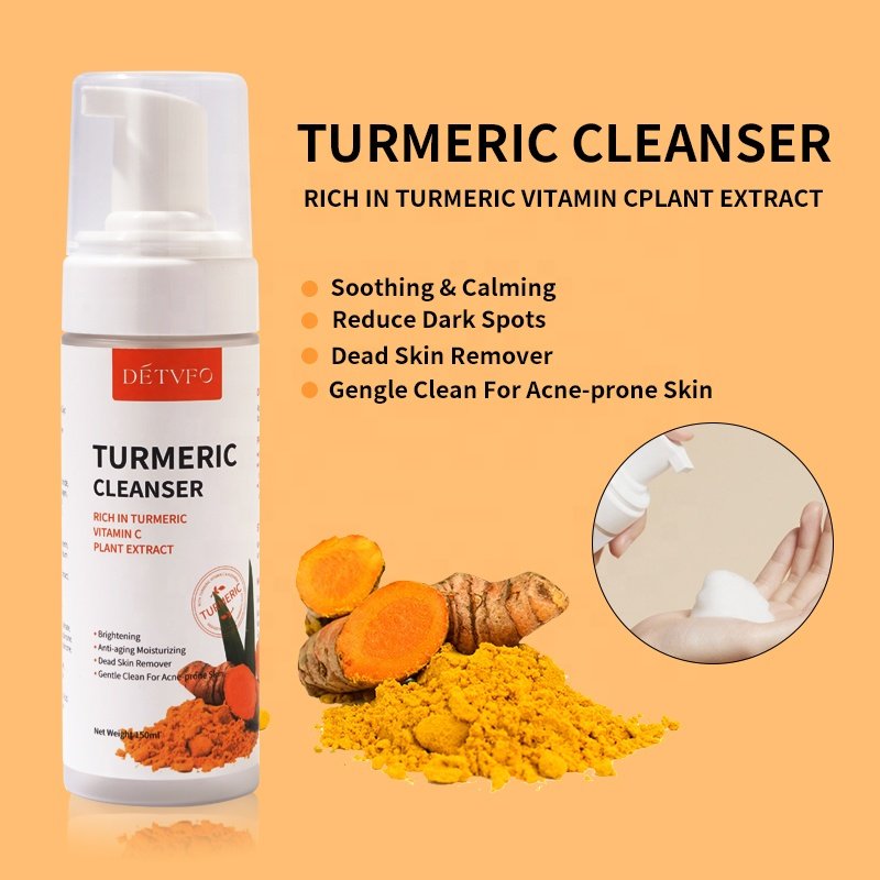 Turmeric Skincare Set Anti Acne Dark Spot Whitening Private Label Soap Serum Scrub Cream Facial Wash Face Skin Care Set