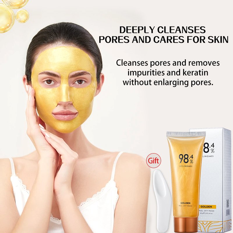 K 98.4% Golden Peel Off Mask Gold Firming Peel Off Face Mask Skin Revitalizing Removes Blackheads Deep Cleansing 24k Gold Mask