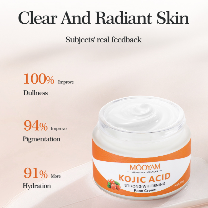 Kojic Acid Strong Whitening Face Cream Anti-aging and Moisturizing the Skin Anti-acne 50g MOOYAM Kojic Acid Facial Cream