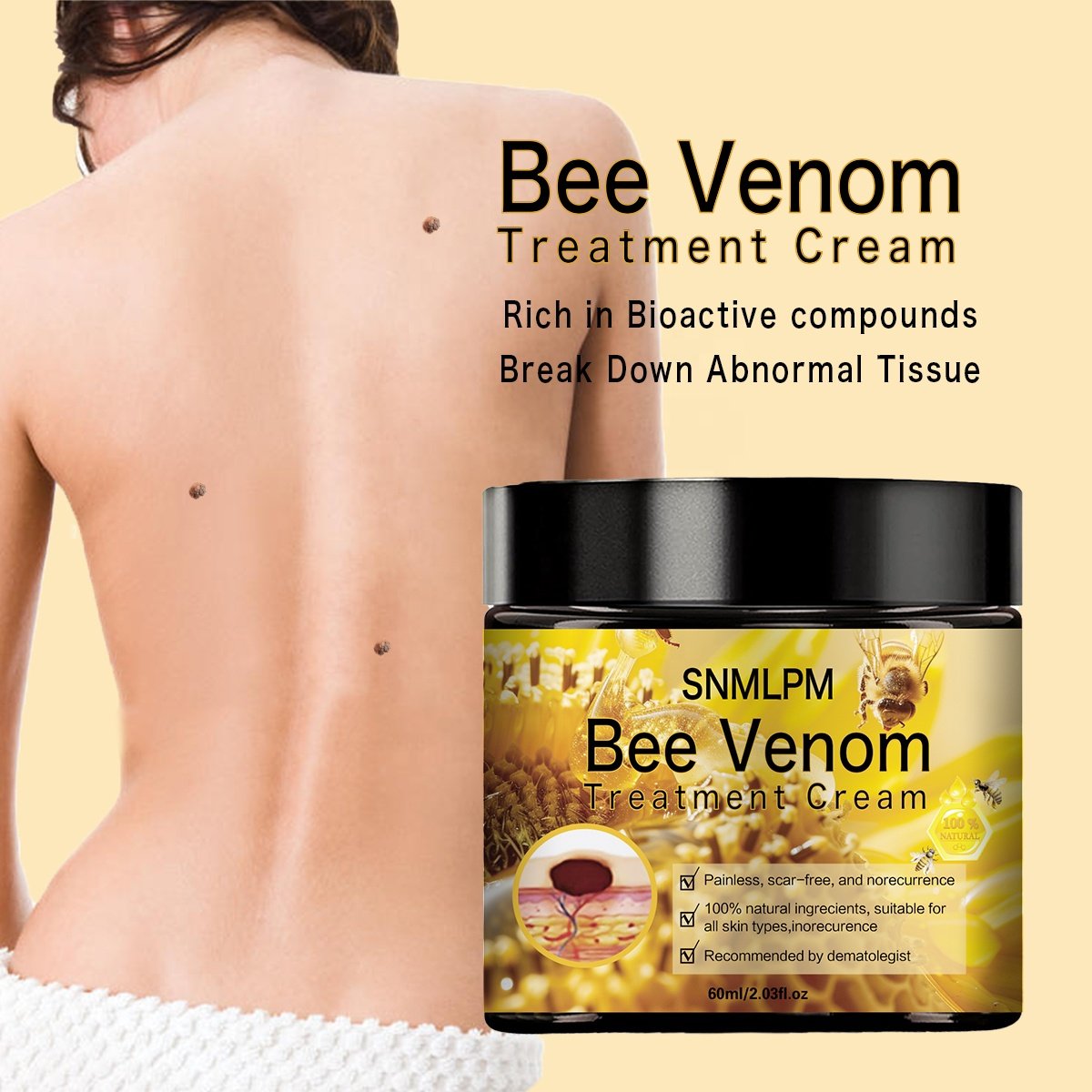 SNMLPM Private Label 100% Bee Venom Cream Natural Rich in Bioactive Compounds Face Cream for Repairing Damage Skin