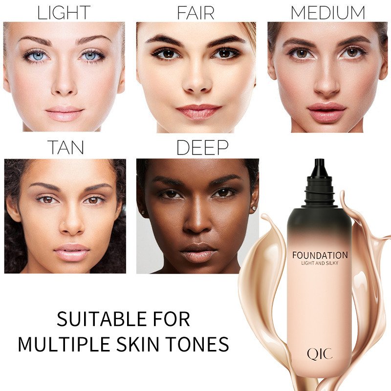QIC Private Label Hydrating Liquid BB Cream Face Powder Foundation for Black Women Waterproof Makeup Foundation