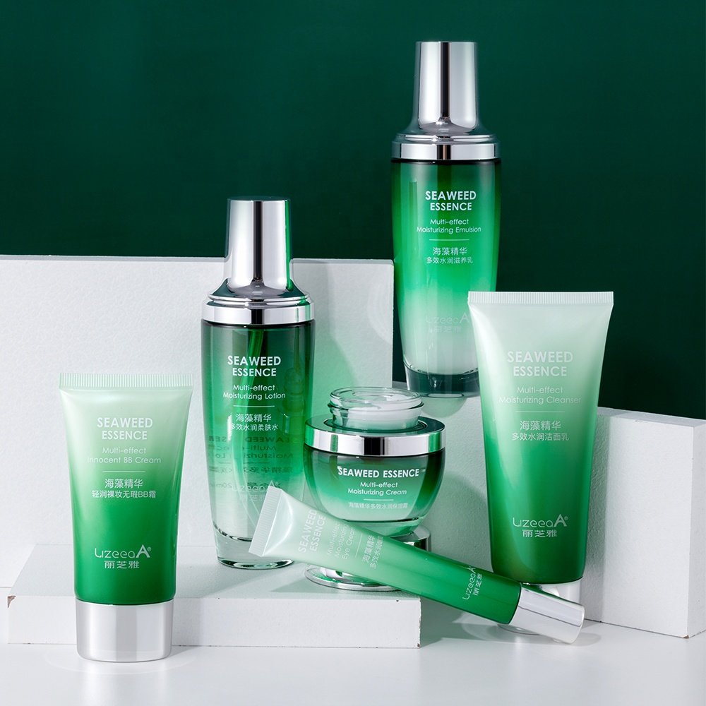 Seaweed Skin Care Kit 6 PCS Firming Moisturize Facial Care Set Serum Cleansing Face Cream Eye Mask Radiant Skin Beauty Care Kit