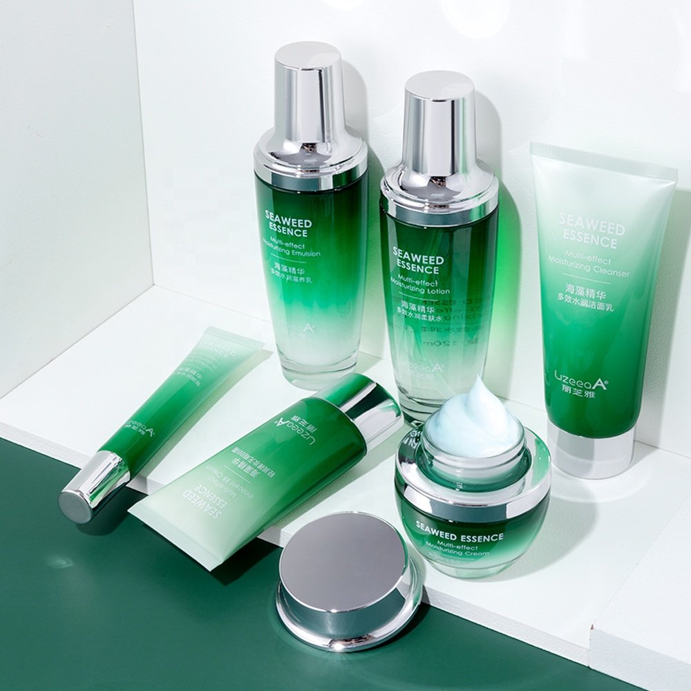 Seaweed Skin Care Kit 6 PCS Firming Moisturize Facial Care Set Serum Cleansing Face Cream Eye Mask Radiant Skin Beauty Care Kit