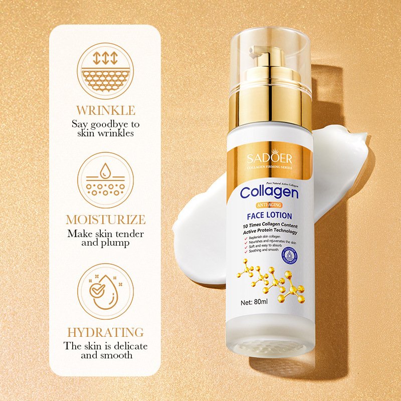 OEM SADOER Oil Control Collagen Anti-Aging Face Lotion Refreshing Hydration Face Cream Non-greasy Face Skin Care 80ML