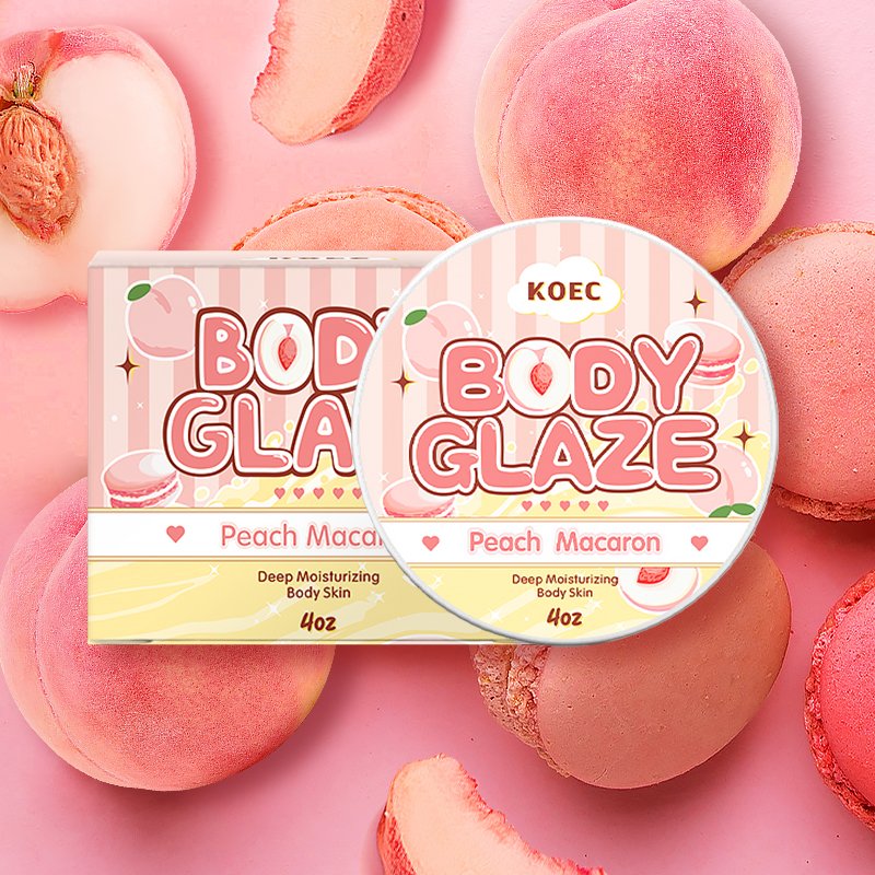 KOEC Peach Macaron Body Glaze Custom Donut Body Cream Glaze Pick Your Scent Private Label Moisturizing Body Butter Glaze