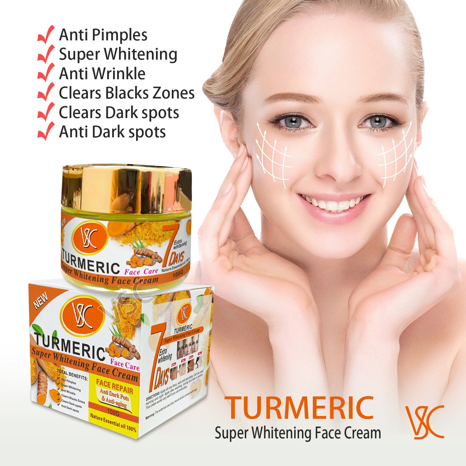 OEM Custom Natural Turmeric Face Cream Anti Wrinkle Firming Face Cream Skin Whitening Nourishing Turmeric Facial Cream