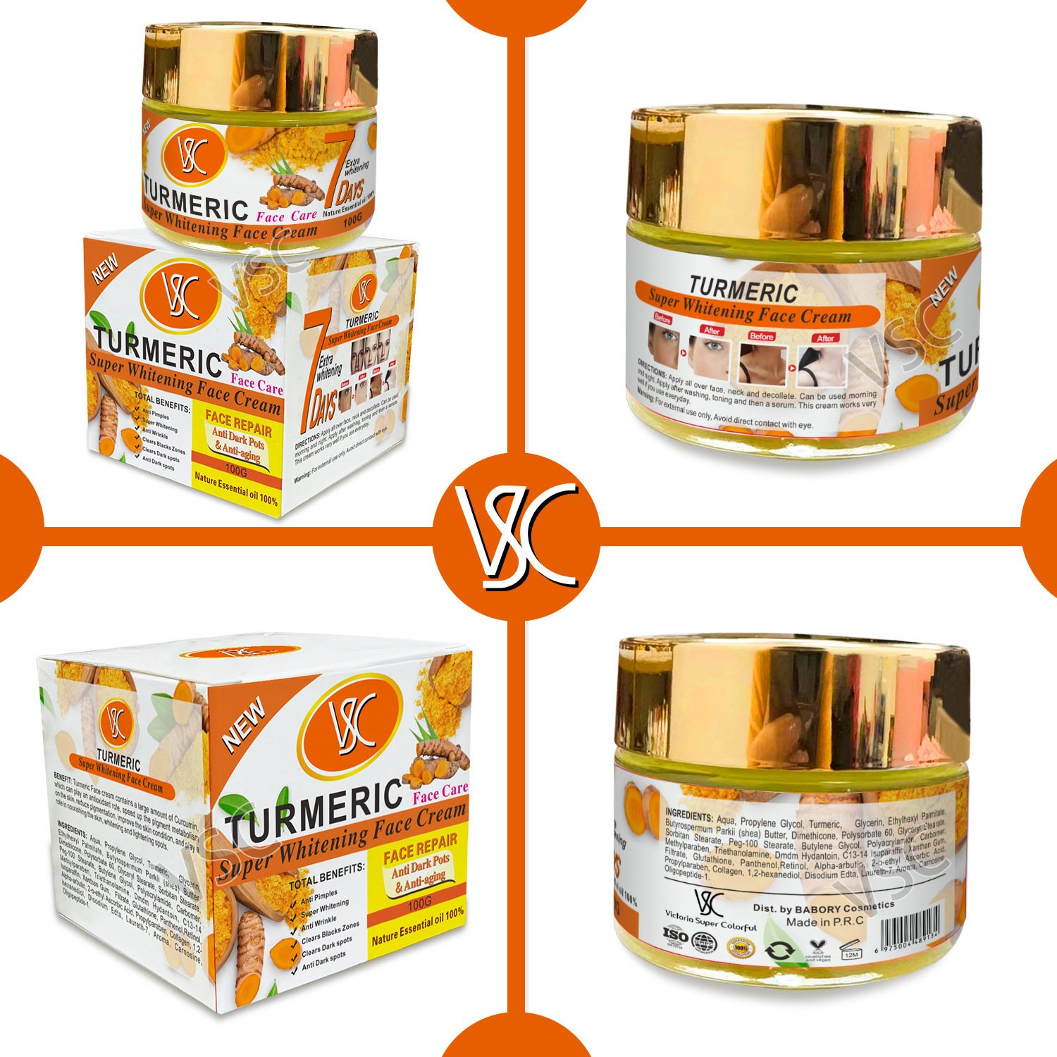 OEM Custom Natural Turmeric Face Cream Anti Wrinkle Firming Face Cream Skin Whitening Nourishing Turmeric Facial Cream