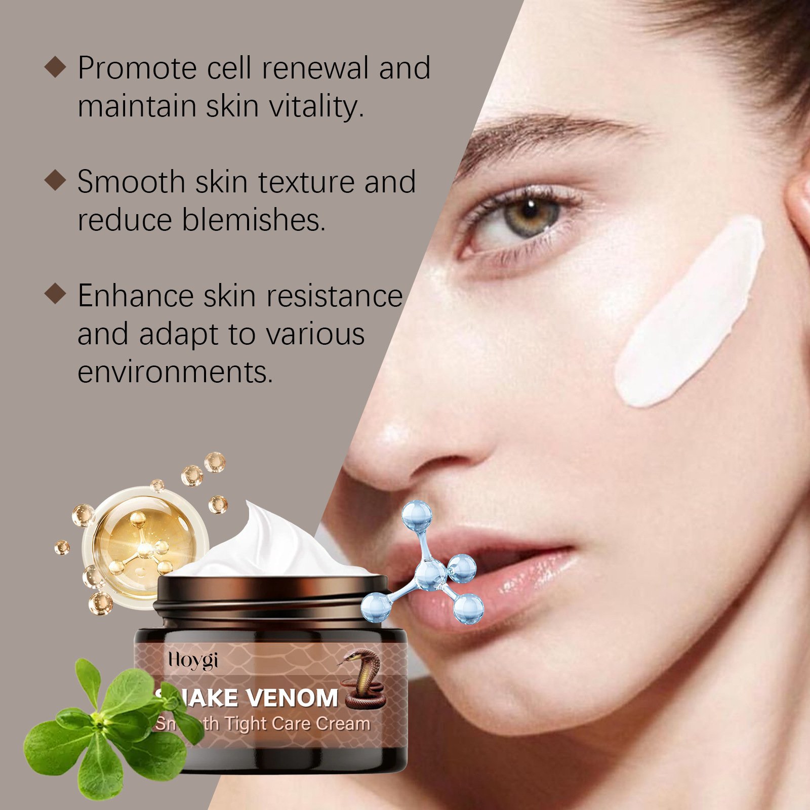 Private Label Moisturizer Cream Smooth Skin Anti-Aging Day and Night Face Cream Snake Venom Smooth Tight Care Cream