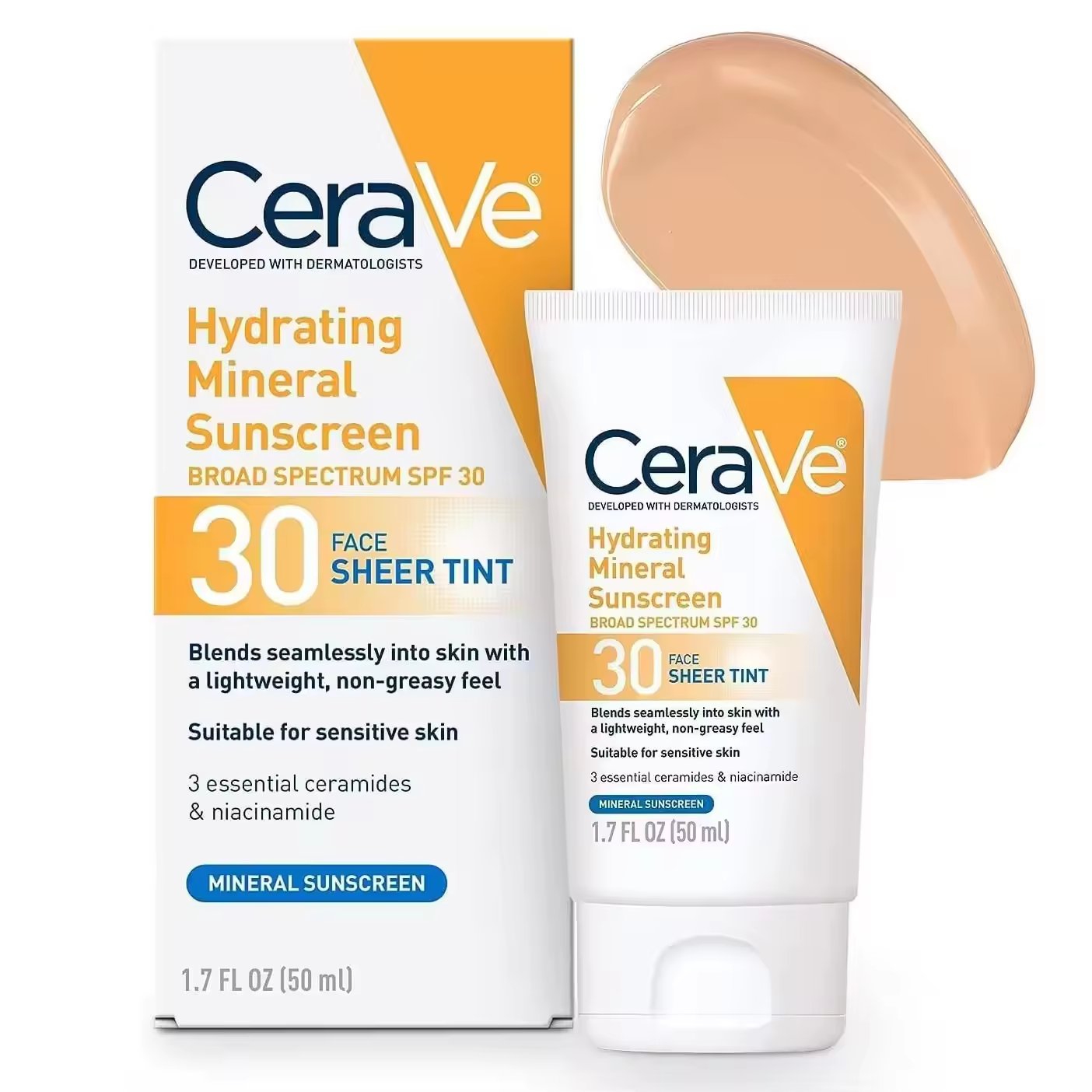 CeraVes 50ml 75ml SPF30 SPF50 BROAD SPECTRUM face Hydrating Mineral Sunscreen Cream for sensitive skin