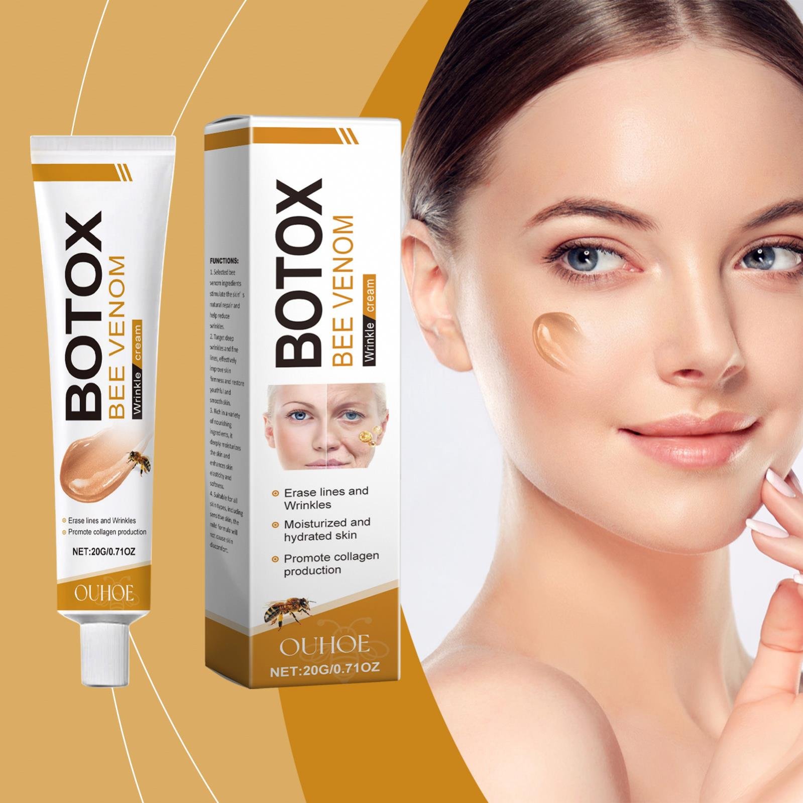 OUHOE Wholesale Private Label New Bee Venom Moisturizing Whitening Face Cream Mild Face Wrinkle Remover Cream 20G
