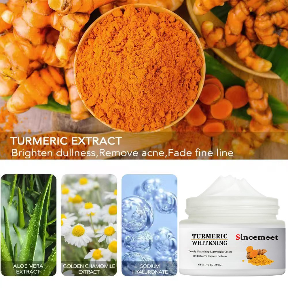 Low MOQ Customized Brightening Whitening Vitamin C Turmeric Face Cream Anti Aging Anti Spot Ginger Face Cream