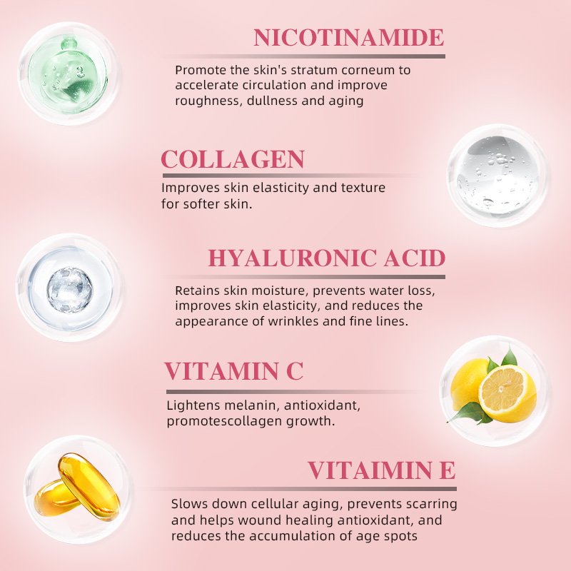 Hot Sell 5 In 1 Facial Moisturiser Brightening Firming Glow Hyaluronic Acid Collagen Anti Aging Whitening Face Skin Cream