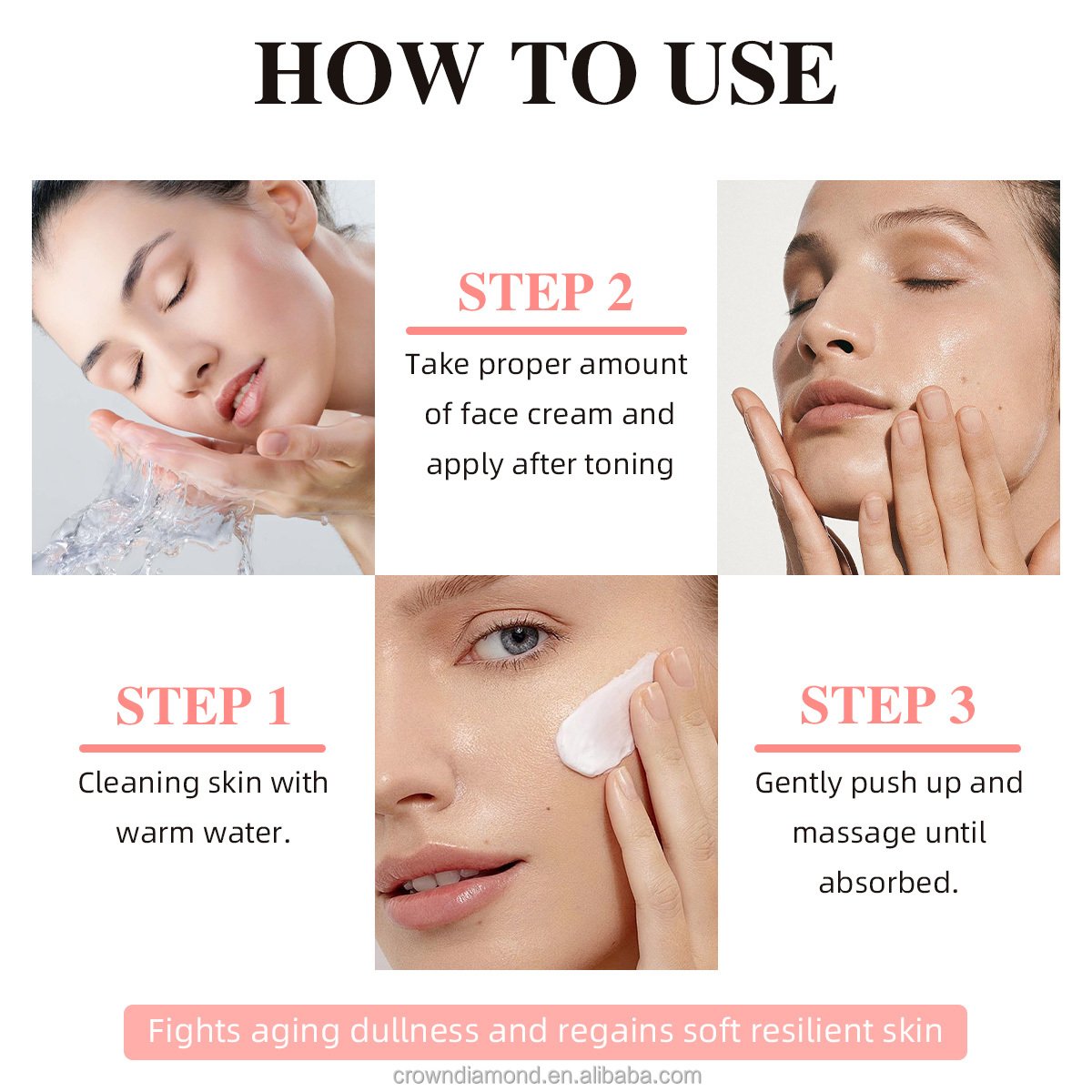Hot Sell 5 In 1 Facial Moisturiser Brightening Firming Glow Hyaluronic Acid Collagen Anti Aging Whitening Face Skin Cream