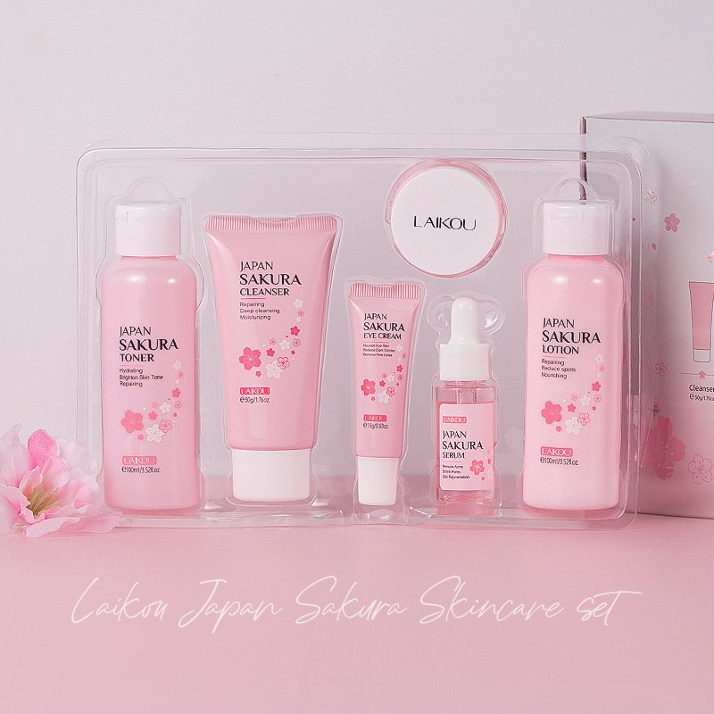 Wholesale In Stock Natural Cherry Blossom Skincare 6-piece Kit Facial Skincare Beauty Products Face Cream Sakura Face Care Set