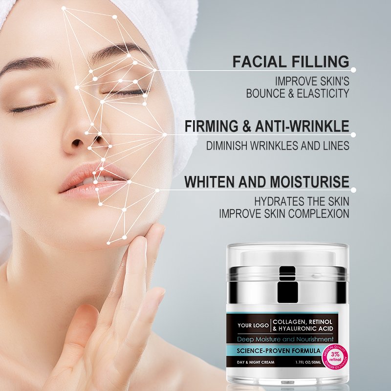 Private Label Anti Aging Wrinkle Removal Dark Spot Bleaching Whitening Collagen Retinol Vitamin C Face Cream Freckle Cream
