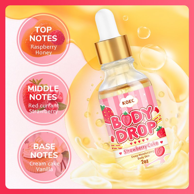 KOEC Strawberry Body Juice Oil Wholesale Moisturizing Firming Pure Essential Oil for Face&Body Massage Nourishing Peach Body Oil