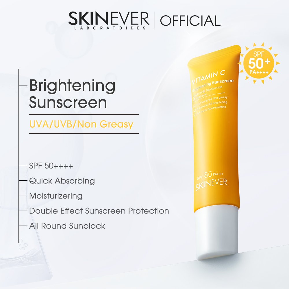 SKINEVER Lightweight Non-Greasy Vitamin C Brightening Sun Lotion for Face Mineral Aloe Antioxidant Sunscreen Cream for Skin Care