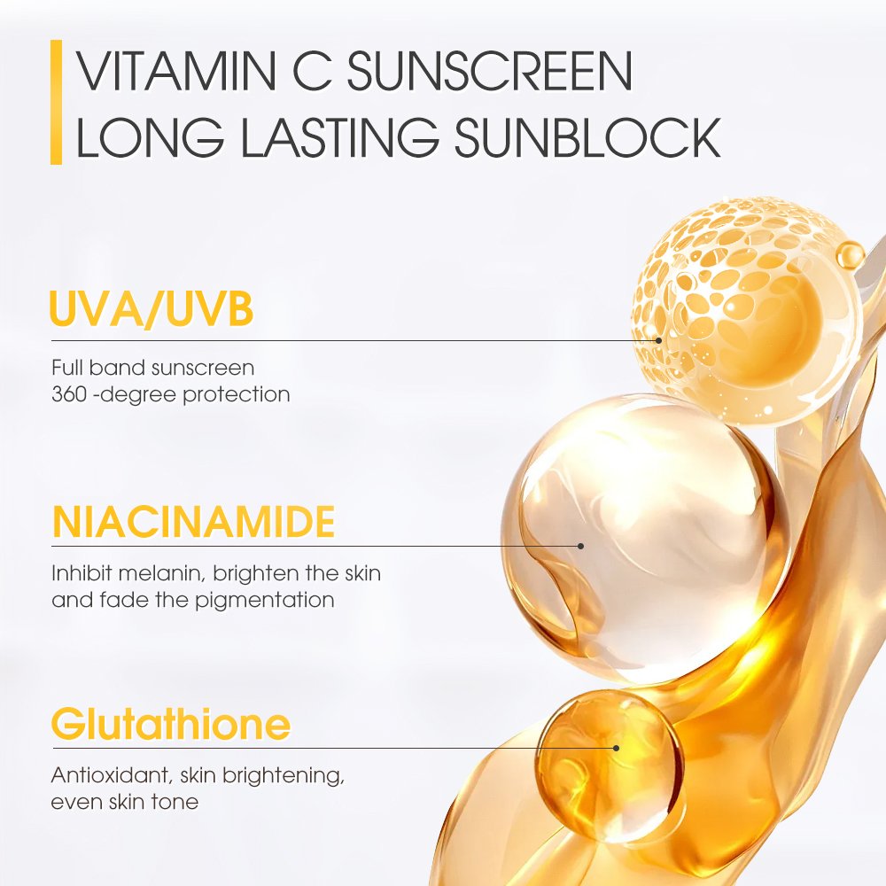 SKINEVER Lightweight Non-Greasy Vitamin C Brightening Sun Lotion for Face Mineral Aloe Antioxidant Sunscreen Cream for Skin Care