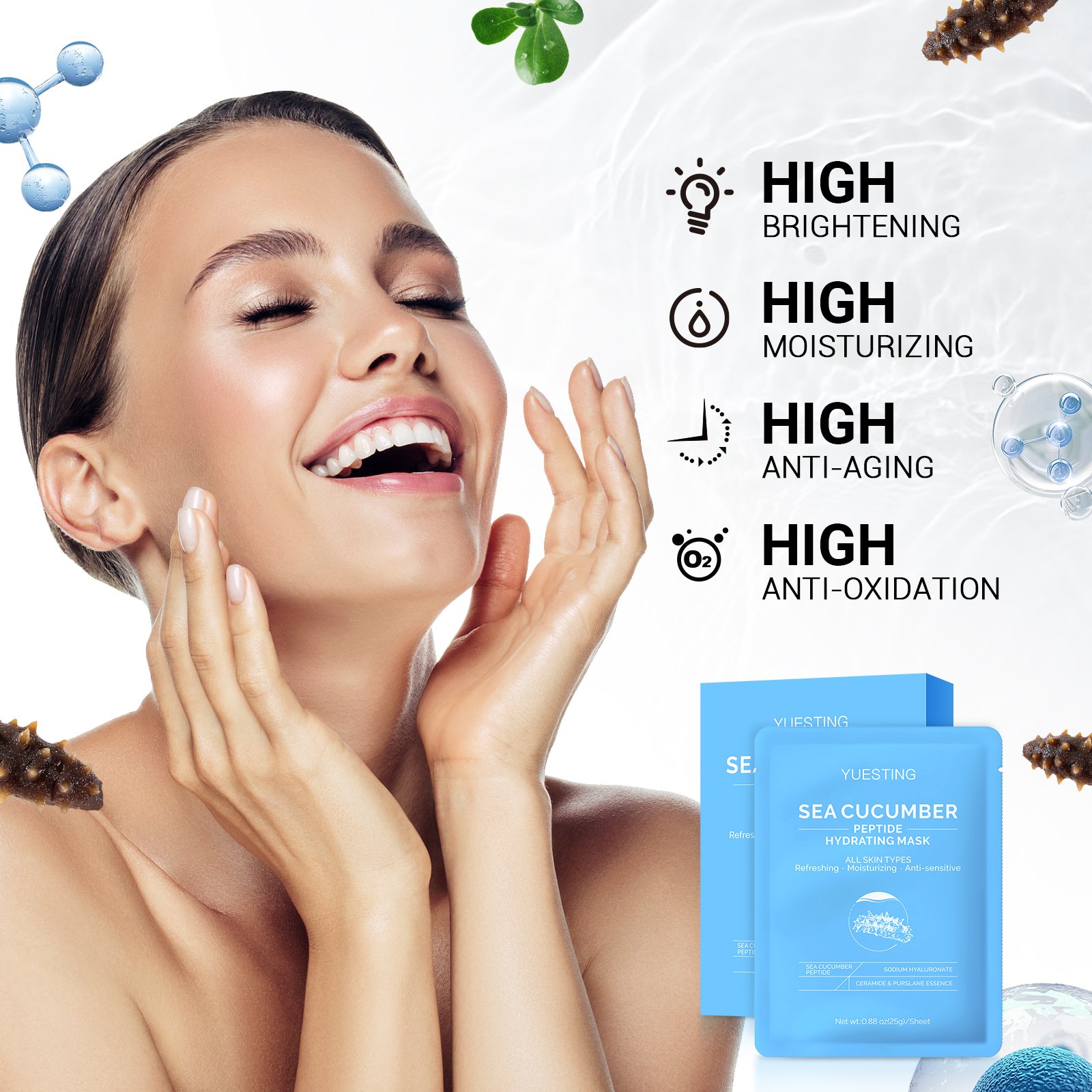Korean Beauty Skin Care Mask Sheet Face Care Moisturizing Firming Anti-Wrinkles For All Skin Types 6PCS One Box