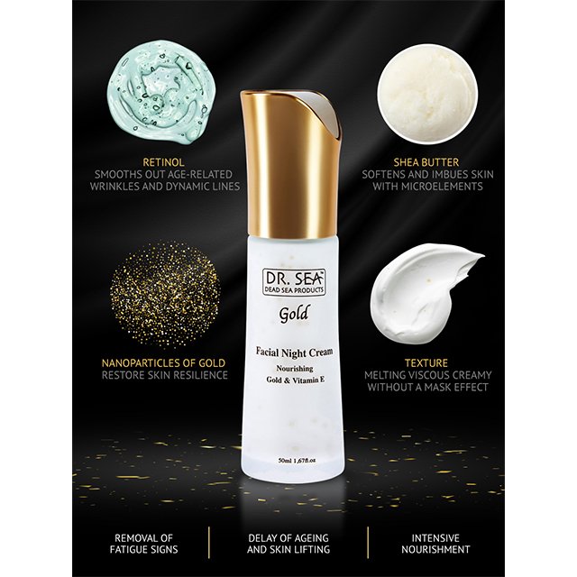 Nourishing Gold Vitamin E Infused Revitalizing Night Cream Moisturizer for Skincare Facial Treatment Lotion Lightening Effect