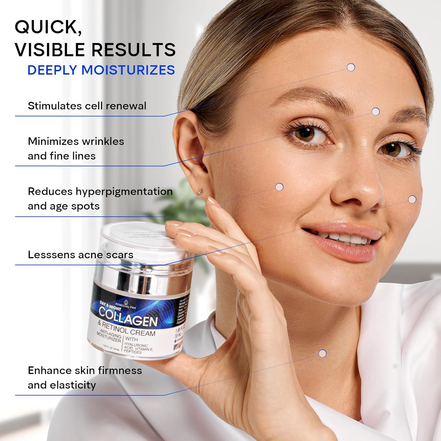 Collagen Retinol face cream Hyaluronic Acid Day and Night Skin Care Facial Moisturizing Cream