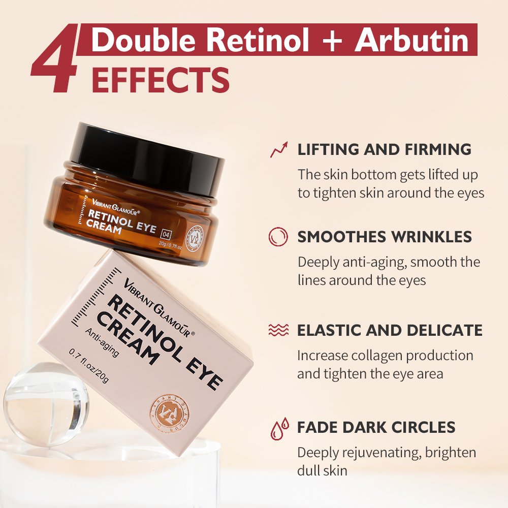 VIBRANT GLAMOUR Retinol Eye Cream Dark Circles Fade Fine Lines Remove Eye Bags Anti Wrinkle Anti Aging Firming Eye Cream