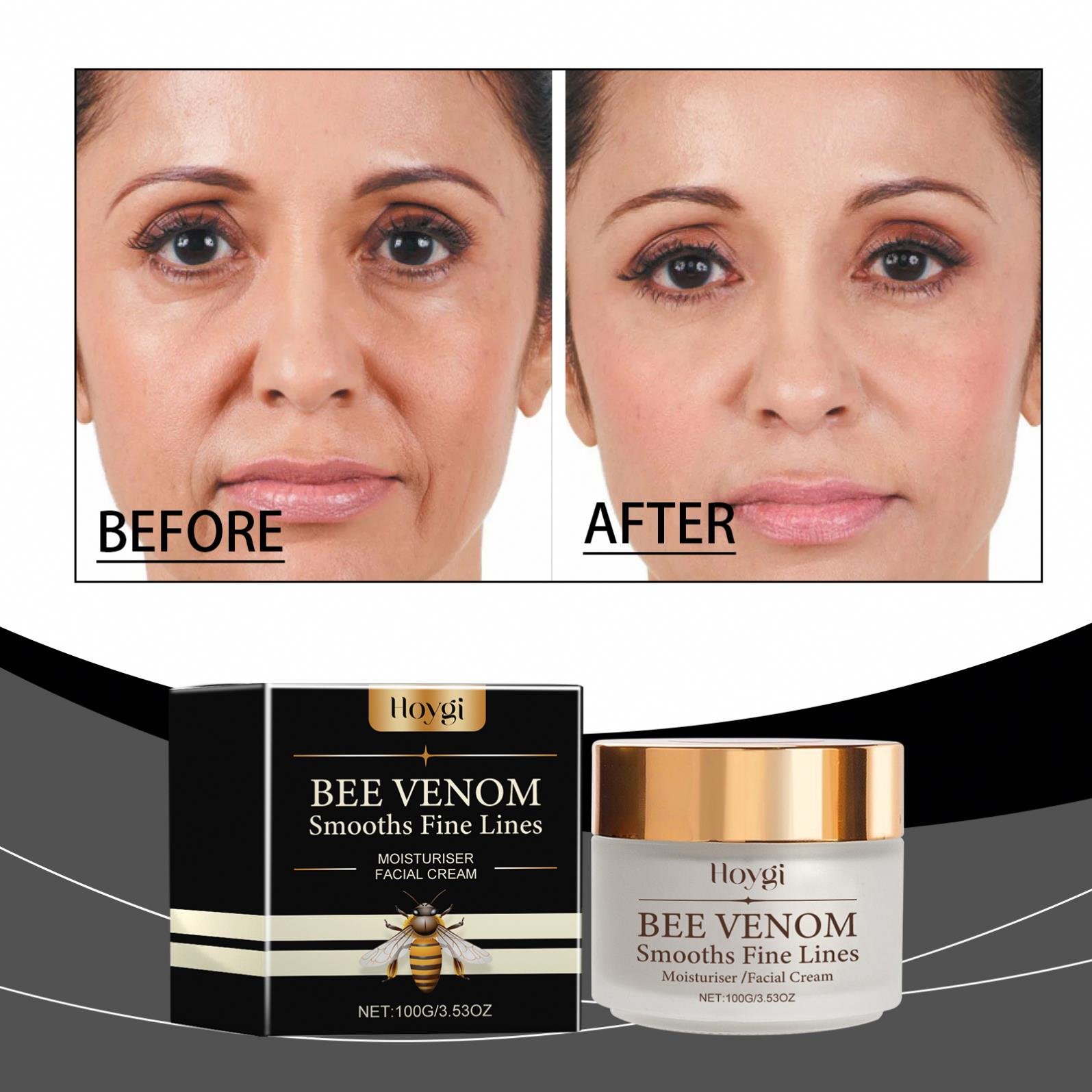 Hoygi Wholesale Bee Venom Smoothing Facial Cream Whitening Moisturizing Firming Anti-Aging Skins Fading Fine Lines Face Cream