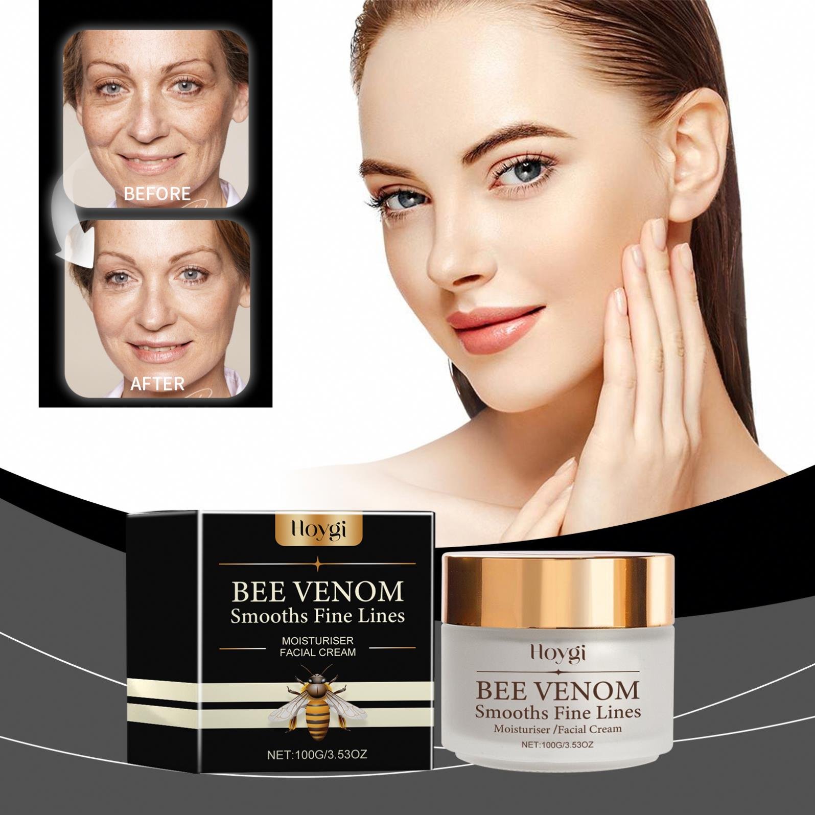 Hoygi Wholesale Bee Venom Smoothing Facial Cream Whitening Moisturizing Firming Anti-Aging Skins Fading Fine Lines Face Cream
