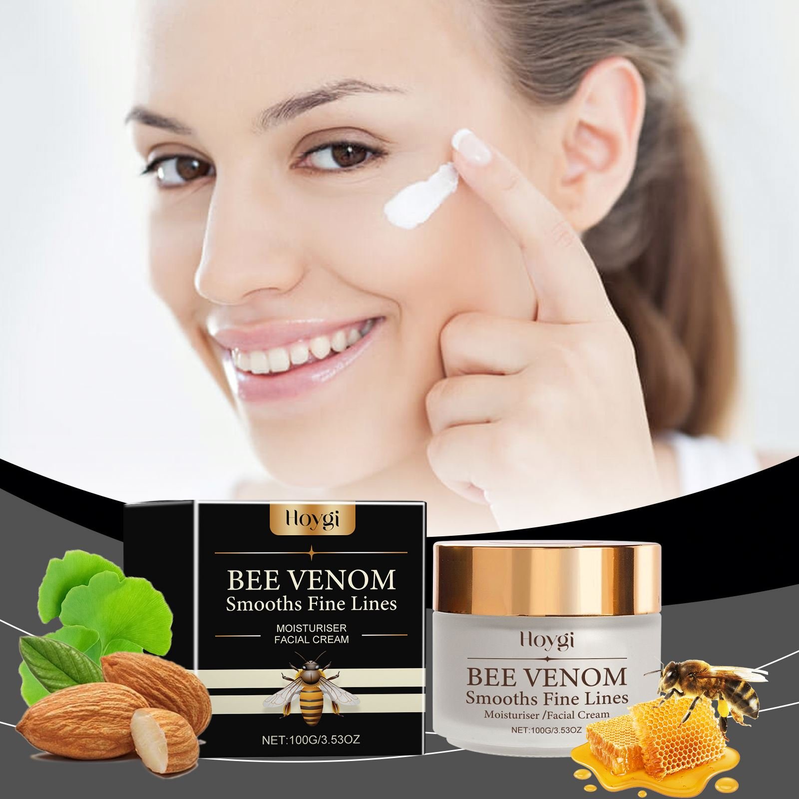 Hoygi Wholesale Bee Venom Smoothing Facial Cream Whitening Moisturizing Firming Anti-Aging Skins Fading Fine Lines Face Cream